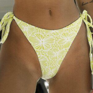 BERLOOK Floral Jacquard Tie Bikini Bottom ONLY 34